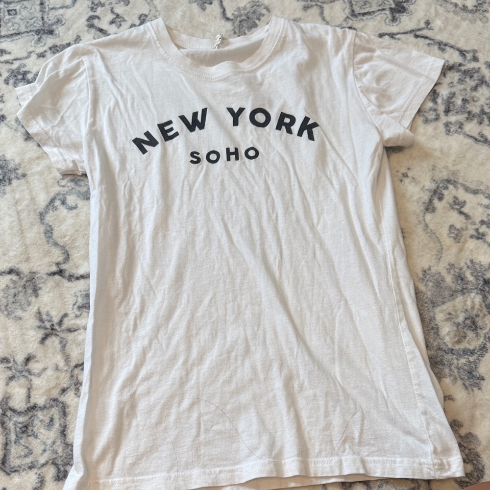 White Graphic Tee with New York Soho Print